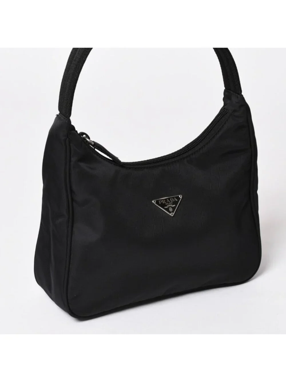 Prada Hobo Handbag Nylon Black